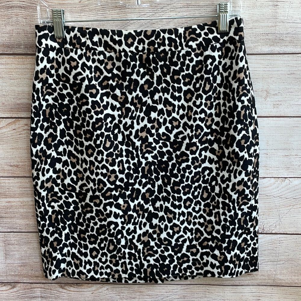 J CREW THE PENCIL SKIRT IN LEOPARD PRINT